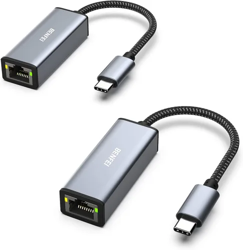 Vista 9 de BENFEI Adaptador USB-C a Ethernet, Adaptador de Red LAN Gigabit Ethernet de USB Tipo-C (Thunderbolt 3/4) a RJ45 Compatible con iPhone 15 Pro/Max
