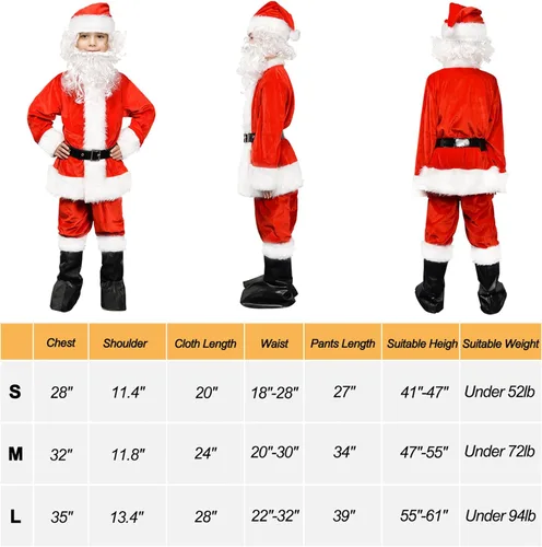 Vista 2 de Traje de Papá Noel para niños, disfraz de Navidad para niños, disfraz de Halloween para cosplay