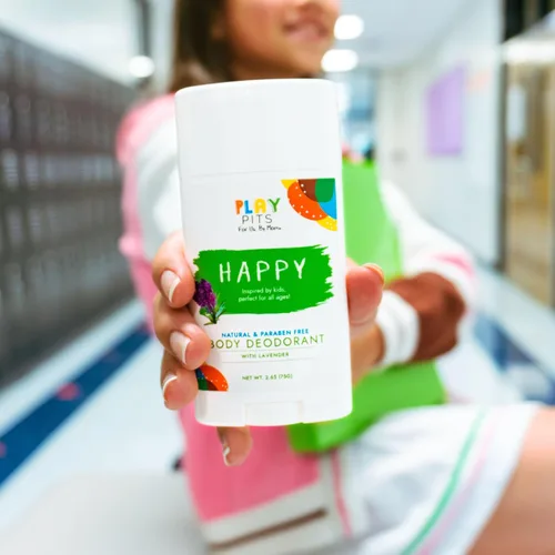 Vista 6 de PLAY PITS - Desodorante infantil para niñas y niños - Natural - Sin sal de aluminio - Seguro para pieles sensibles - HAPPY está infundido