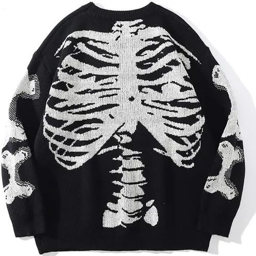 Vista 3 de Y2K - Sudadera de esqueleto grunge de gran tamaño, de manga larga, con diseño de hadas, estilo Harajuku, ropa vintage