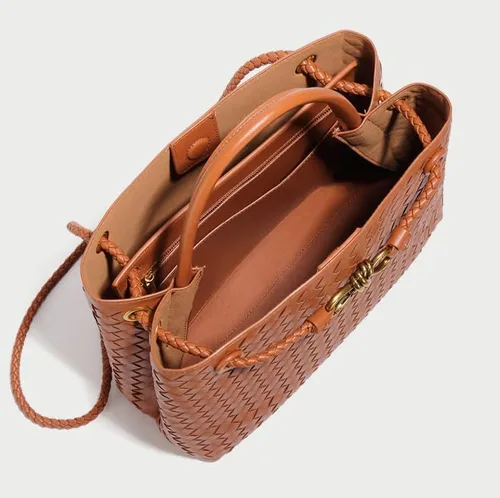 Vista 4 de Bolsas tejidas para mujer, con lazo, bolso cruzado pequeño de piel sintética, tejido a mano, bolso de regalo 2023