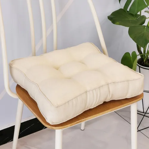 Vista 2 de Cojín cuadrado sólido de 16 pulgadas para silla, estilo tatami, cojín antideslizante y grueso, tapete suave para silla de oficina, cocina, comedor