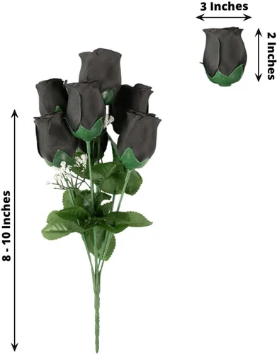 Vista 3 de Efavormart 12 arbustos Ramos de capullos de rosas artificiales de seda de primera calidad