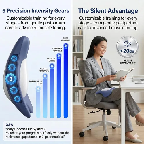Vista 3 de Entrenador muscular de suelo pélvico para mujeres y hombres con 5 engranajes de intensidad Dispositivo ejercitador Kegel de control remoto