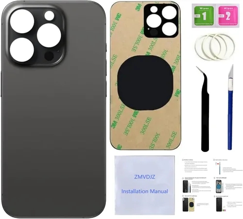 Vista 5 de 14 Pro - Carcasa trasera de repuesto para iPhone 14 Pro (morado oscuro, 6.1 pulgadas) con cinta preinstalada, instrucciones de instalación