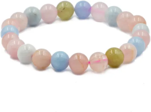 Vista 33 de AD Beads Pulsera elástica de cuentas redondas de piedras preciosas naturales, curación Reiki, 0.315 in Azul aguamarina