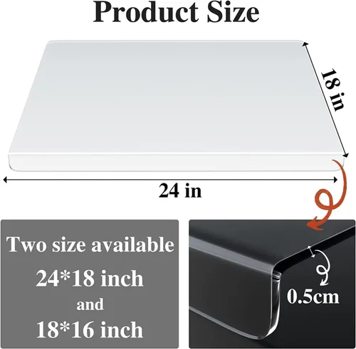 Vista 7 de Tabla de cortar transparente para cocina con borde antideslizante de 24 pulgadas de ancho x 18 pulgadas de largo AZM Displays