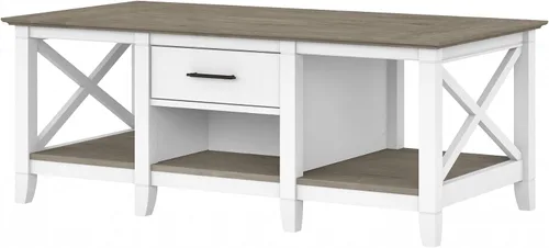 Vista 12 de Bush Home Key West - Mesa de centro con almacenamiento en roble blanco lino