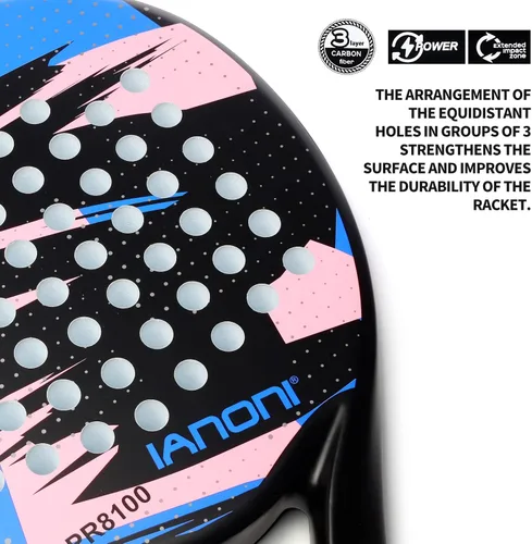 Vista 2 de ianoni Padel Racket Carbon Fiber Surface with EVA Memory Flex Foam Core Padel Tennis Racquets Paddle Tennis Racket