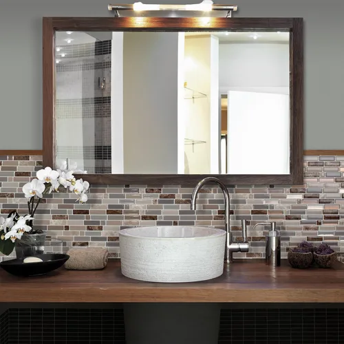 Vista 5 de SMART TILES Protector contra salpicaduras despegar y pegar - 5 hojas de 9.36" x 9.73" - Azulejo adhesivo 3D despegar y pegar para protector contra