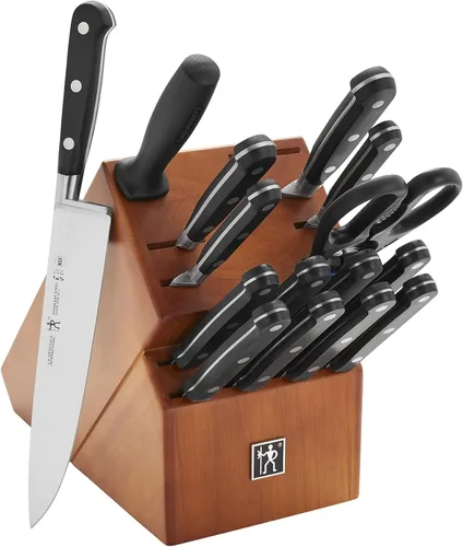 Vista 8 de HENCKELS Juego de bloques de cuchillos de 14 piezas 6 cuchillos de carne, para pelar, utilidad dentada, preparación, pan, chef, afilar acero