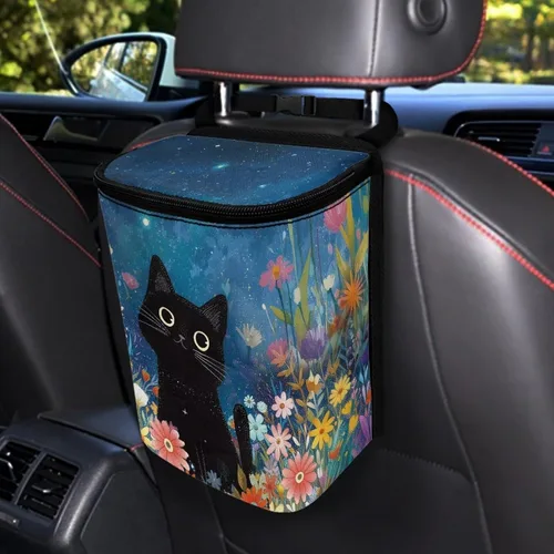 Vista 47 de Talayituse Cubo de basura portátil con estampado de camuflaje de bandera estadounidense, accesorios interiores de vehículos multifuncionales