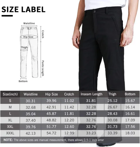 Vista 7 de CAMEL CROWN Pantalones de senderismo impermeables para hombre, forro polar, aislados, cálidos, suaves