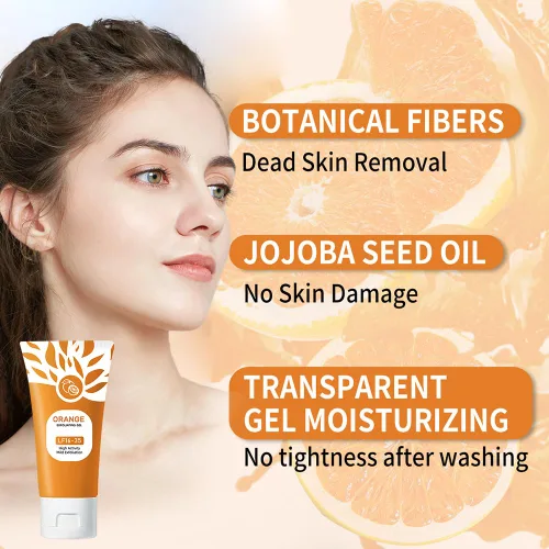 Vista 2 de 2 unidades de gel exfoliante naranja para la cara y la piel del cuerpo, gel hidratante facial hidratante de limpieza profunda, gel de pelado