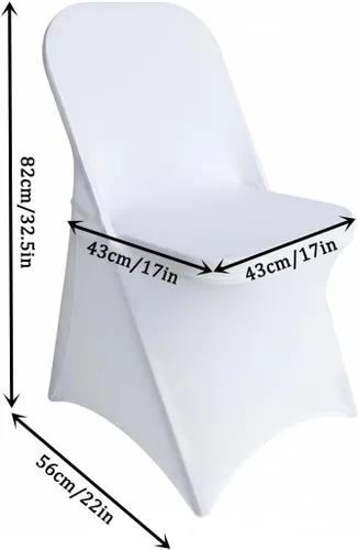 Vista 5 de Funda plegable de elastano para sillas, protectores elásticos para sillas para eventos de bodas y fiestas (1, blanco)