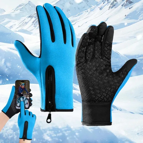 Vista 11 de Guantes de ciclismo de invierno para hombres y mujeres, impermeables, térmicos, agarre antideslizante para montar y actividades en clima frío