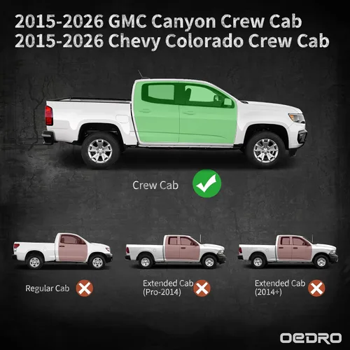 Vista 2 de OEDRO Estribos compatibles con Chevy Colorado/GMC Canyon Crew Cab 2015-2026, barras Nerf con barras laterales negras texturizadas