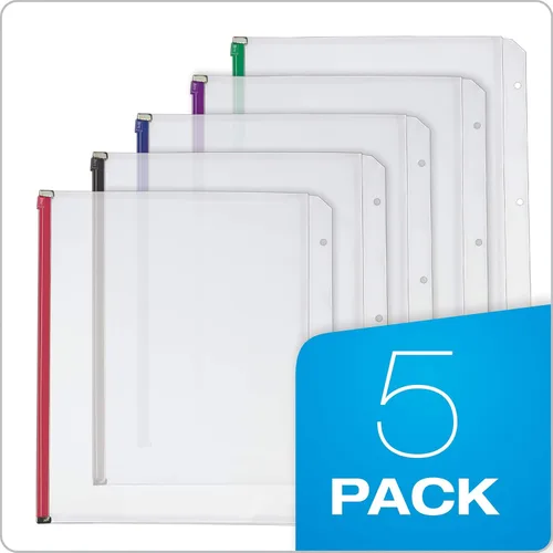 Vista 6 de Cardinal – Carpeta de bolsillo con cierre, expansible, 1/2 pulgadas, varios colores, 5 por paquete, Variados