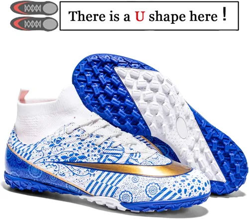 Vista 2 de WINGFAI Zapatos de fútbol para hombre, zapatos de fútbol profesionales de alta calidad, transpirables, atléticos para exteriores e interiores, tenis