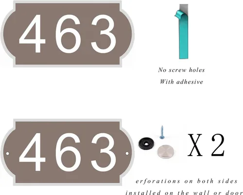 Vista 5 de Letrero de dirección personalizado para casa, placa de aluminio para número de casa, letrero de dirección horizontal, números de casa reflectantes