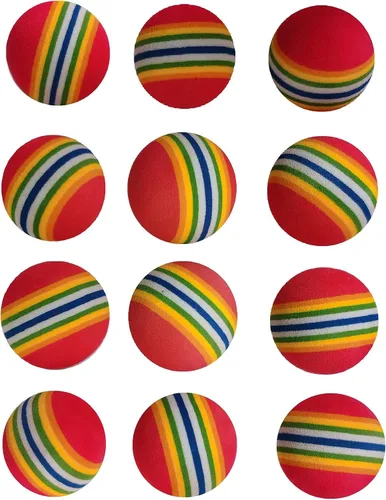 Vista 7 de Bolas suaves coloridas del juego del arco iris de la espuma para los juguetes del perro y del gato del animal doméstico (12)