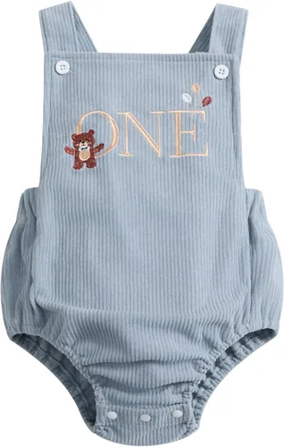 Vista 9 de Traje de primer cumpleaños para niño y niña, mameluco de burbujas para bebé Azul