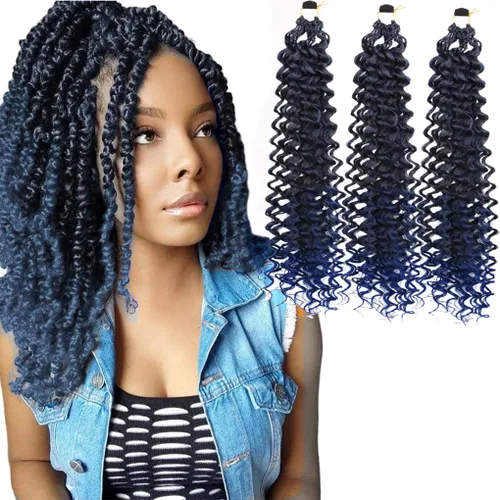 Vista 26 de 3 trenzas de ganchillo Passion Twist, cabello sintético preseparado para trenzar de 14 pulgadas, 3 paquetes de cabello trenzado pretrenzado