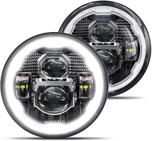 Vista 8 de HWSTAR 2025 Nuevo 1000% brillante antideslumbrante 7 pulgadas Halo LED faros redondos compatibles con Jeep Wrangler JK JKU TJ LJ Mazda Miata Chevy