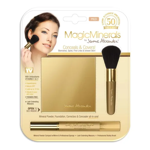 Vista 2 de Jerome Alexander MagicMinerals - Juego de polvo mineral prensado con espejo compacto, máscara de pestañas extensible, cepillo profesional rechoncho