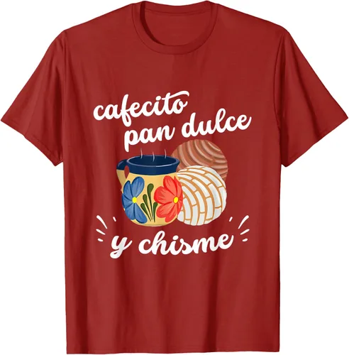 Vista 42 de Camiseta Cafecito Pan Dulce y Chisme Mexican Hispanic Pride Breakfast Negro