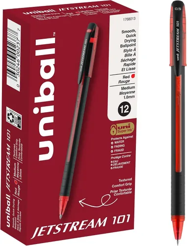 Vista 10 de Uniball Jetstream 101 - Bolígrafo de punta media (0.039 pulgadas), color rojo Hybrid ink: gel smoothness with quick-dry speed, smudge-resistant