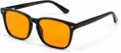 Vista 26 de TIJN Gafas de dormir con bloqueo de luz verde azul, lente de luz roja para juegos de computadora, fatiga de pantalla y protección UV Negro