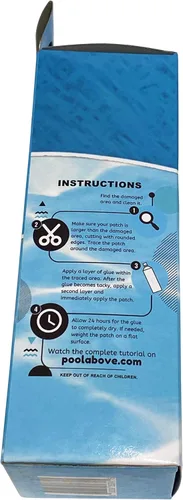 Vista 4 de Kit de parches de reparación de vinilo con pegamento de 4 oz. Funciona bajo el agua Incluye 24 parches de revestimiento de piscina