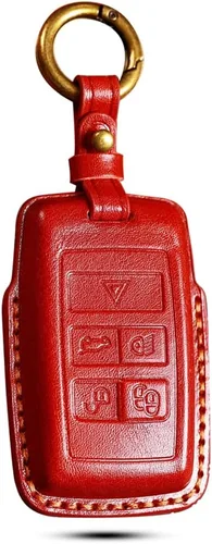 Vista 10 de SANRILY Funda de piel auténtica hecha a mano para llavero Land Rover 2021 2020 Range Evoque Sport y Jaguar Key Fob sin llave completa con llavero