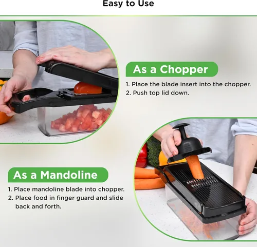 Vista 8 de PrepNaturals Picador de verduras con recipiente, picador de verduras, picador de alimentos y picador de cebolla, cortador de mandolina para cocina
