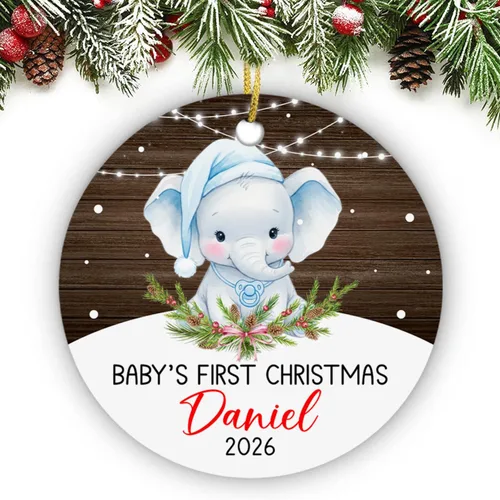 Vista 10 de Adorno de conejito de bebé, adorno personalizado con nombre y año para recién nacido 2026, decoración de conejo de Navidad personalizada, regalo