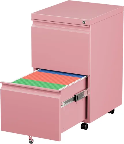 Vista 10 de METAN - Archivador de 2 cajones con cerradura, móvil para debajo del escritorio, archivador para oficina tamaño legal/carta, totalmente ensamblado