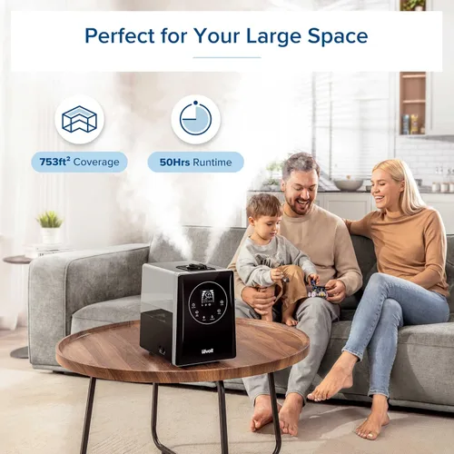 Vista 4 de LEVOIT LV600HH - Humidificador ultrasónico de rociada cálida y fría de 6L, humidificación rápida para dormitorio grande, difusor de aceite esencial