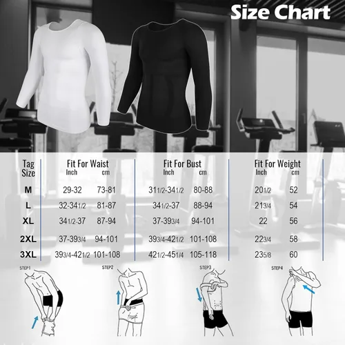 Vista 7 de MISS MOLY Men's Compression Shirts Long Sleeve Shapewear Body Shaper Slimming Undershirt