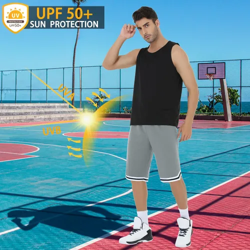 Vista 5 de JIM LEAGUE Pantalones cortos de baloncesto para hombre, de 11 pulgadas, de malla larga, atléticos, para gimnasio, entrenamiento, deportes