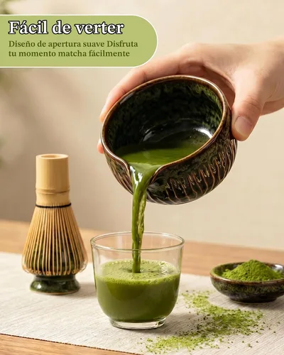 Vista 6 de Matcha Whisk Set, Ceramic Tea Kit Includes Bowl Green