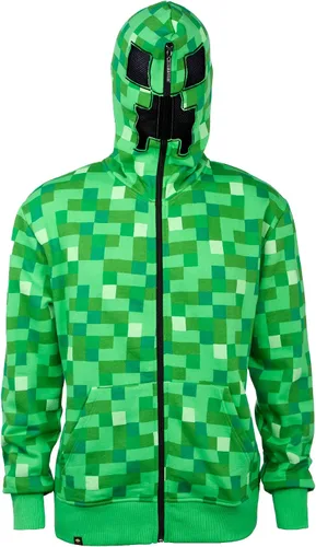 Vista 2 de JINX Minecraft - Sudadera con capucha con cremallera para niños grandes Verde