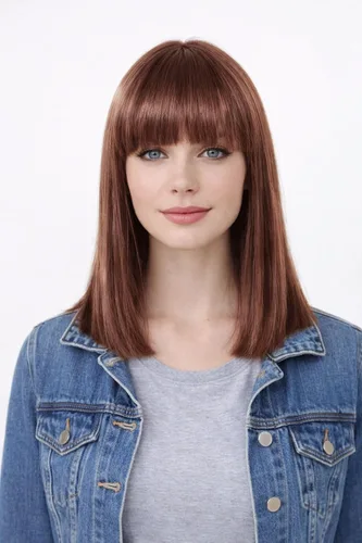 Vista 17 de Peluca de cabello humano lacio rubio 613 de 15 pulgadas con flequillo, sin pegamento, sin encaje frontal, Yaki Bob para mujer