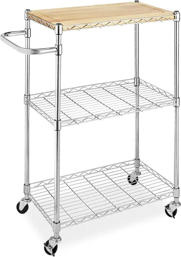 Vista 13 de Carrito con ruedas con 3 estantes para almacenar utensilios para hacer la colada, de Whitmor