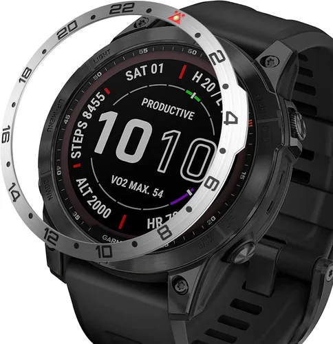 Vista 12 de Anillo de bisel compatible con Garmin Fenix 7 Sapphire Solar/Fenix 7 Solar, anillo de bisel de acero inoxidable, cubierta adhesiva antiarañazos