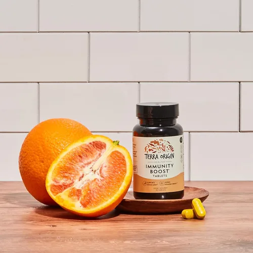 Vista 7 de TERRA ORIGIN Tabletas de refuerzo de la inmunidad Suplemento de apoyo inmunológico 9 en 1 para adultos con vitamina C antioxidante 30
