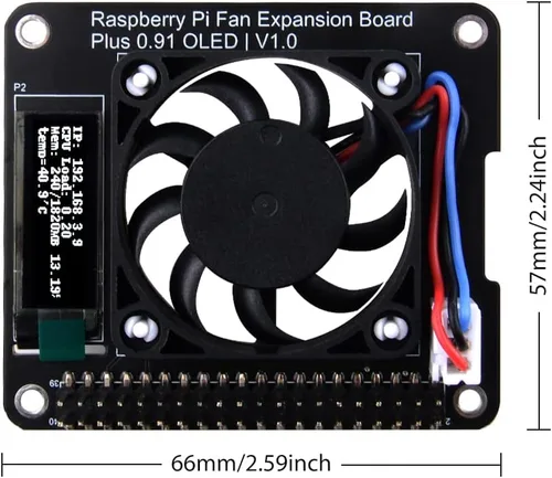 Vista 7 de GeeekPi Sombrero de ventilador para Raspberry Pi 4 Modelo B, PWM Fan GPIO Placa de expansión con pantalla OLED de 0.91 pulgadas para Raspberry Pi