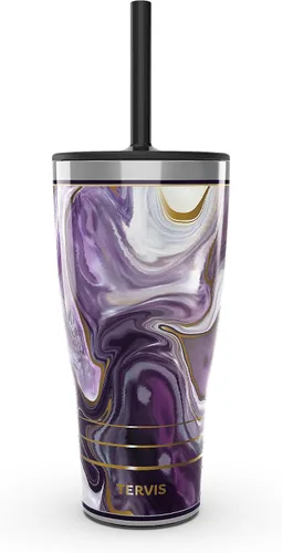 Vista 10 de Tervis Marble - Alexandrite hecho en Estados Unidos Vaso aislado de doble pared para viajes mantiene las bebidas frías y calientes, 16 onzas, Clásico