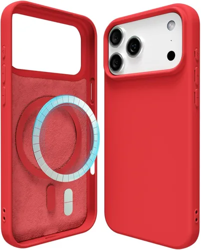 Vista 141 de oakxco Funda de silicona para iPhone 13 Mini/ 12 Mini magnética, compatible con carga inalámbrica Magsafe, goma delgada y suave, cubierta protectora