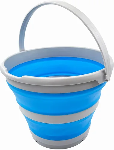 Vista 8 de SAMMART Cubo de plástico plegable de 10 L (2.6 galones), bañera redonda plegable, cubo de agua portátil para pesca, bote de agua para exteriores